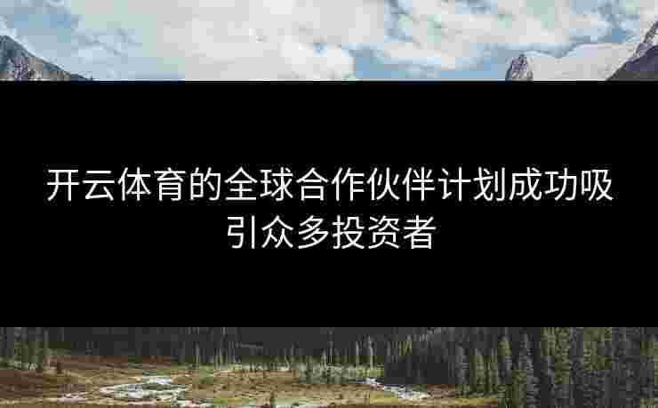 开云体育的全球合作伙伴计划成功吸引众多投资者