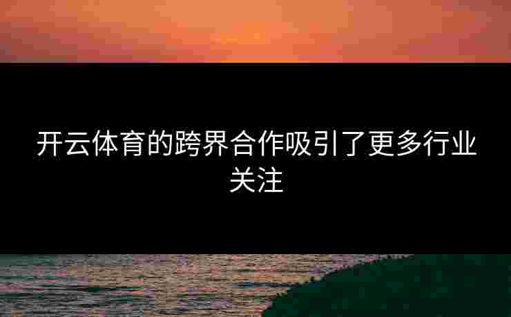 开云体育的跨界合作吸引了更多行业关注