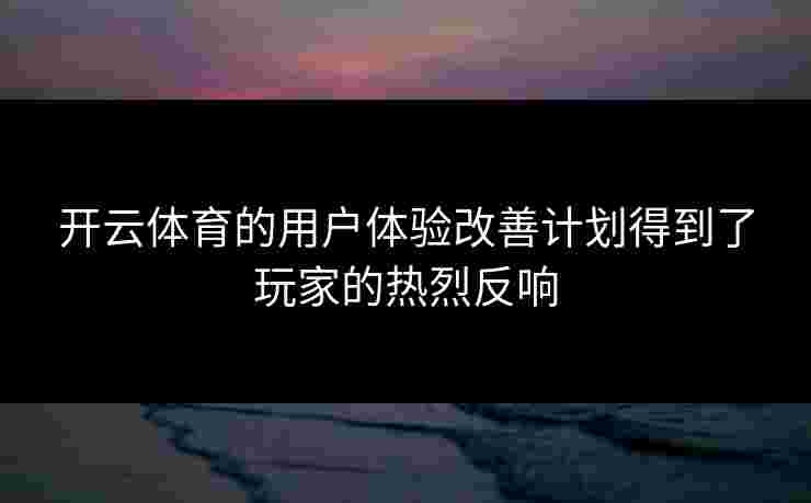 开云体育的用户体验改善计划得到了玩家的热烈反响