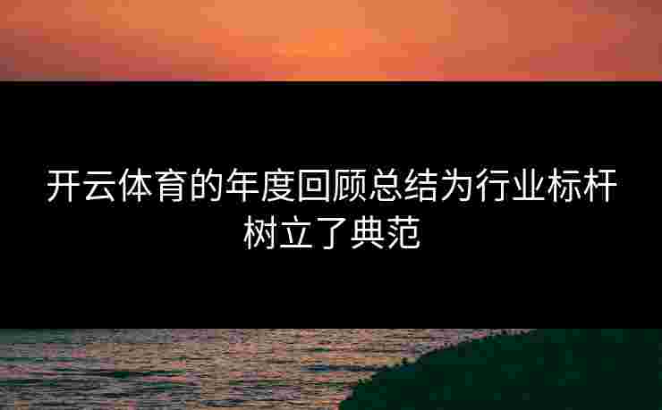 开云体育的年度回顾总结为行业标杆树立了典范